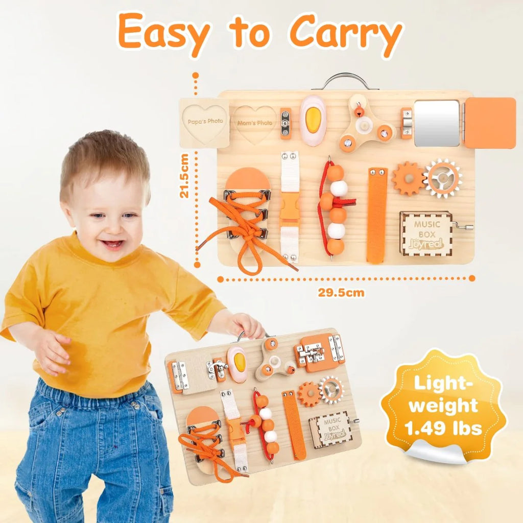 Montessori Busy Board - Interactive Activity Panel for Toddlers 1-3