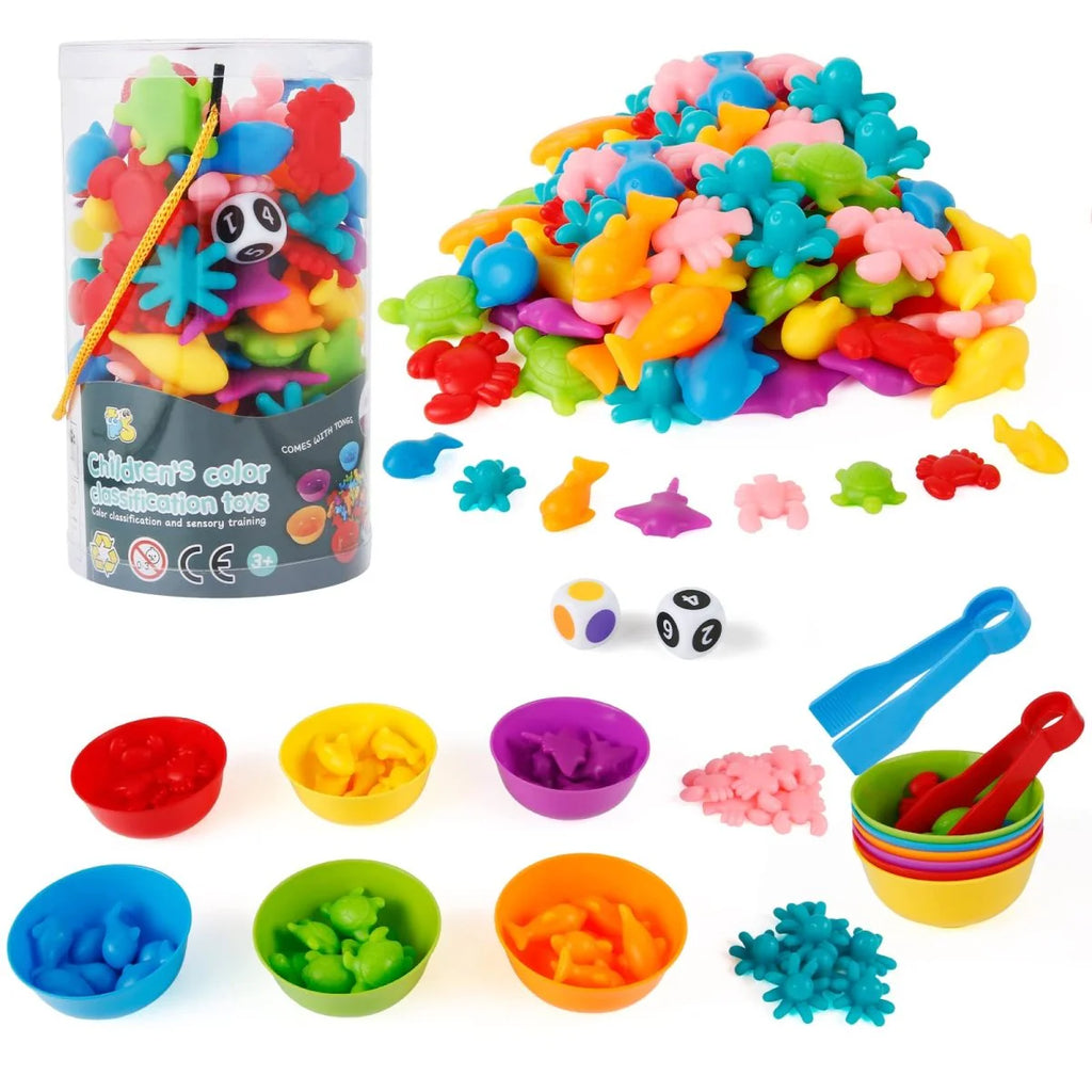 Montessori Counting & Sorting Game Set for Kids 3-5
