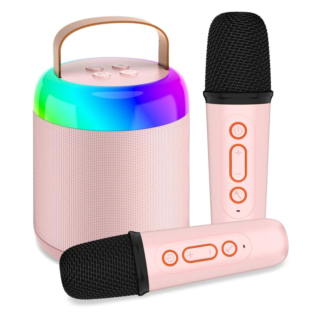 Wireless Kids Karaoke Machine with Dual Mics, LED Lights, and Speaker