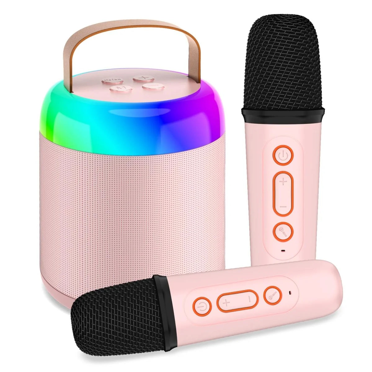 Wireless Kids Karaoke Machine with Dual Mics, LED Lights, and Speaker