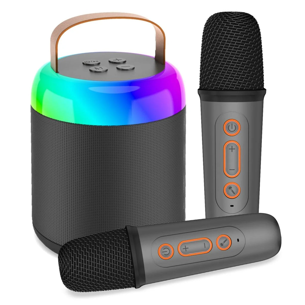 Wireless Kids Karaoke Machine with Dual Mics, LED Lights, and Speaker